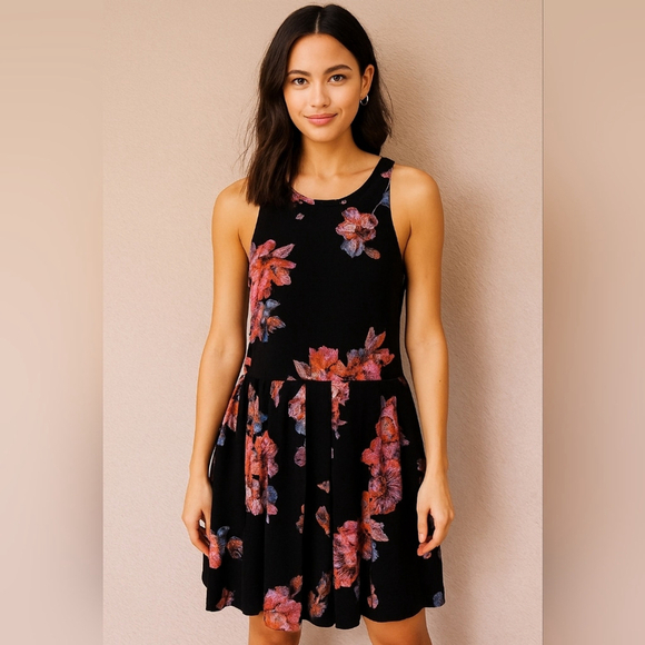 Free People Dresses & Skirts - Free People Flutter By Pleated Twilight Floral Mini Dress – Size 8